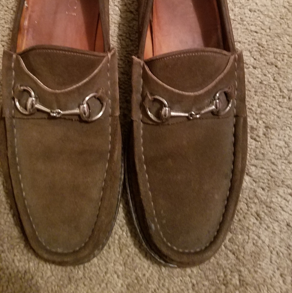 Gucci horse bit suede loafers